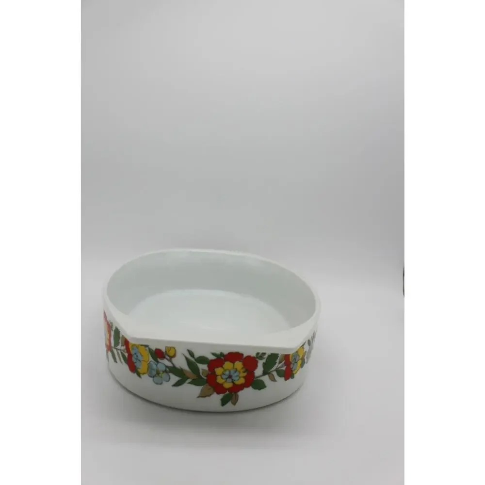 Set of 2 Vtg Real Calorama Floral Genuine Porcelain Oven Ware 64 oz & 48 oz Oval